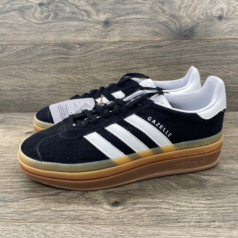 Adidas Gazelle Bold Sneakers Women 8.5 Black White IE0876 Triple Platform Gum